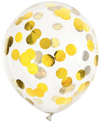 Konfetti léggömbök - körök, 30cm, arany (1 pkt / 6 db. ) (BK12-3-019-6)