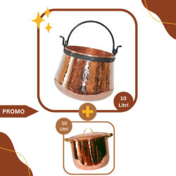 Fabricadetuica Pachet Traditions, Ceaun din cupru 10 litri + Oala cu capac din cupru 10 litri Ceaun
