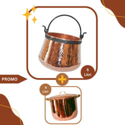 Fabricadetuica Pachet Traditions, Ceaun din cupru 5 litri + Oala cu capac din cupru 8 litri Ceaun