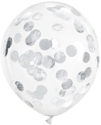 PartyDeco Baloane cu confetti - argintii 6 buc
