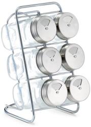 Zeller Set recipient si suport Zeller pentru condimente, 18 x 9.3 x 15 cm, 80 ml, Transparent