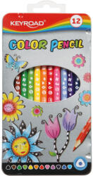 Keyroad Színes ceruza készlet háromszögletű, fém dobozban 12 db/bliszter Keyroad vegyes színek (KR971450)