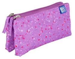 OXFORD 2 Zip Floral tolltartó, dupla tok típus, 2 cipzár, sötétlila színű (400159627)