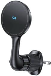 Wozinsky WCT5-6S4Y Autós Tartó Qi/MagSafe 15W Induktív Töltővel Szellőzőrácshoz - Fekete