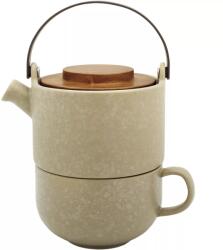 Bredemeijer Umea Teáskanna csészével, agyag színű, kőedény, Űrtartalom: 0, 50 liter, Magasság: 210 mm