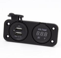 Maxspeed USB ALJZAT DUPLA VOLTMÉRŐVEL DIGITÁLIS 12/24V SZERELHETŐ (56ST2316) (56ST2316)