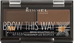 Rimmel Brow This Way Scuplting Kit paletă pentru sprâncene perfecte 2, 4 g 003 Dark Brown