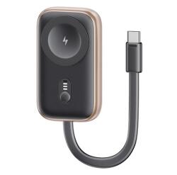 USAMS Vésztöltő 1200mah, Led Jelzés + Fix Type-C Kábel, Fekete