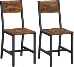 VASAGLE 2db-os szék szett vastagított fémvázzal, 100 kg teherbírású, stabil és ellenálló, fém/mdf, 46, 6 x 36 x 87, 1 cm, fekete/vintage barna