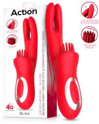 Action Bilma Brushing Rabbit Vibe with Alternating Motion Fingers Red Vibrator