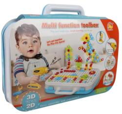  3D mozaik építőkészlet bőröndben, 196 db, elemes csavarhúzóval (00026105)