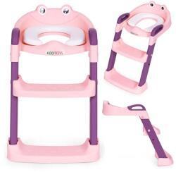 ECOTOYS Gyerek WC-szűkítő lépcsővel, rózsaszín, 12 hó+, 20 kg (PP8001 PINK)
