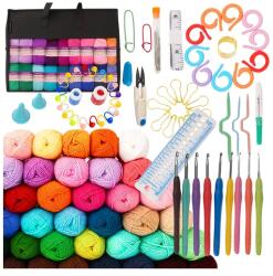 Maaleo 113 darabos horgoló készlet táskával, 9 tű, 40 fonal, multikolor (00025407)