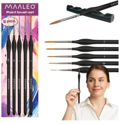Maaleo 5 db nylon művész ecset állvánnyal, 000-2 méret, nyírfa nyél (00026119)