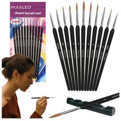 Maaleo Festő ecsetkészlet 11 db, állvánnyal, nyírfa nyél, nylon szőr (00026118)