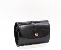 Kalet fekete lakk ráhajtós női rostbőr alkalmi táska