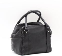  Bőr fekete erezett három rekeszes női kézi / válltáska