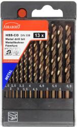 ABRABORO HSS-Co fémfúró készlet műanyag dobozban 13db/klt. (D 1, 5 - 6, 5 mm x 0, 5) (ABR-032243)
