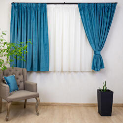 Hiko Set 2 draperii scurte cu doua benzi de prindere Hiko COMFY catifea Ocean Blue, cu rejansa (100006454)