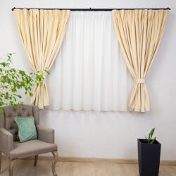 Hiko Set 2 draperii scurte cu doua benzi de prindere Hiko COMFY catifea crem, cu rejansa (100006418)