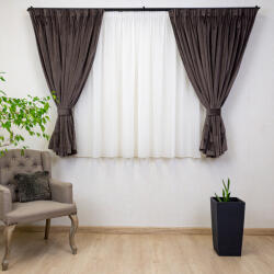 Hiko Set 2 draperii scurte cu doua benzi de prindere Hiko COMFY catifea deep taupe, cu rejansa (100006450)