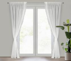 Takoy Set 2 buc Perdea gata făcută LARIS decorată cu dantelă și perle, cu șnur în set 140 x 270 cm