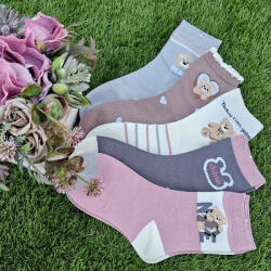 Aura Via Kislány mackómintás pamut zokni szett - 5 pár/cs 28-31 97393