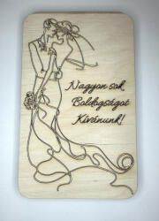  „Boldogság Kapuja - Esküvői Pénztartó Fa Kártya (FEPD01)