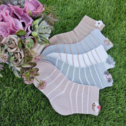 Aura Via Kislány csíkos pamut zokni szett - füles mintával - 5 pár/cs 32-35 97377