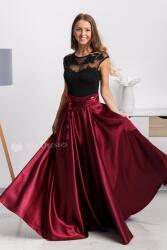 Parisse Bordó szatén szoknya hasítékkal Méret: XL