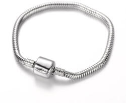  Ezüst Színű Nemesacél (K92) Kígyólánc Charm Karkötő Kinyitható Zárral 19cm