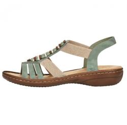RIEKER Sandale dama, verde, casual, din piele ecologica, cu talpa joasa si benzi elastice, Rieker 60851-52-Verde (Marime: 36) (60851-52-Verde-36)
