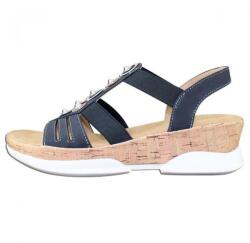 RIEKER Sandale dama, albastru inchis, casual, din piele ecologica, cu talpa joasa si aplicatii cu margele, Rieker V7771-14-Albastru-Inchis (Marime: 36) (V7771-14-Albastru-Inchis-36)