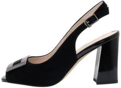Epica Sandale dama, negru, elegante, din piele intoarsa si piele naturala, cu toc, Epica K3K320107A-01-I-Negru (Marime: 38) (K3K320107A-01-I-Negru-38)