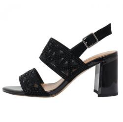 Epica Sandale dama, negru, elegante, din piele intoarsa si piele naturala, cu toc, Epica JIJI20028C-01-I-Negru (Marime: 37) (JIJI20028C-01-I-Negru-37)