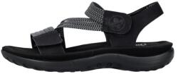 RIEKER Sandale dama, negru, casual, din piele ecologica, cu talpa joasa si inchidere velcro, Rieker 64870-00-Negru (Marime: 38) (64870-00-Negru-38)