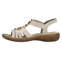 RIEKER Sandale dama, bej, casual, din piele ecologica, cu talpa joasa si benzi elastice, Rieker 60851-62-Bej (Marime: 40) (60851-62-Bej-40)