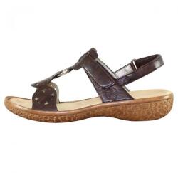 RIEKER Sandale dama, maro, casual, din piele ecologica, cu talpa joasa, antistres, Rieker V69T7-25-Maro (Marime: 37) (V69T7-25-Maro-37)