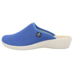 Fly Flot Saboti dama, albastru, ortopedici, de casa, textil, cu interior din piele naturala, talpa joasa, Fly Flot T4-368-FE-Albastru (Marime: 41) (T4-368-FE-Albastru-41)