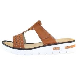 RIEKER Papuci dama, maro, casual, din piele ecologica, cu talpa joasa, antistres, Rieker 610K7-22-Maro (Marime: 38) (610K7-22-Maro-38)
