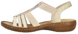 RIEKER Sandale dama, bej, casual, din material sintetic, cu talpa joasa si benzi elastice, imprimeu floral, Rieker 60808-60-Bej (Marime: 40) (60808-60-Bej-40)