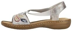 RIEKER Sandale dama, gri, casual, din piele ecologica, cu talpa joasa si benzi elastice, Rieker 608B4-90-Gri (Marime: 38) (608B4-90-Gri-38)