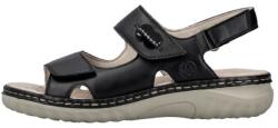 RIEKER Sandale dama, negru, casual, din piele naturala, cu talpa joasa si inchidere velcro, Rieker 60462-00-Negru (Marime: 37) (60462-00-Negru-37)