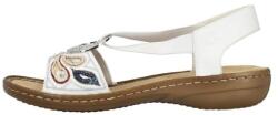 RIEKER Sandale dama, alb, casual, din piele ecologica cu benzi elastice si aplicatii cu margele, talpa joasa, Rieker 608B4-80-Alb (Marime: 39) (608B4-80-Alb-39)