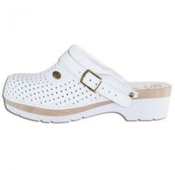 Scholl Saboti dama, alb, medicinali, ortopedici, profesionali, din piele naturala, Scholl Clog-S-Comf-B-S-Ce-F20176-1065-Alb (Marime: 36) (Clog-S-Comf-B-S-Ce-F20176-1065-Alb-36)