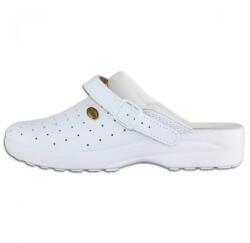 Scholl Saboti, alb, medicinali, ortopedici, profesionali, din piele naturala, Scholl Clog-Racy-F23927-1065-Alb (Marime: 39) (Clog-Racy-F23927-1065-Alb-39)