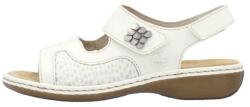 RIEKER Sandale dama, alb, casual, din piele ecologica, cu talpa joasa si inchidere velcro, Rieker 65989-82-Alb (Marime: 42) (65989-82-Alb-42)