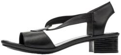 RIEKER Sandale dama, negru, casual, din piele naturala, cu toc mic si bareta elastica, Rieker 62662-01-Negru (Marime: 36) (62662-01-Negru-36)
