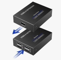 PremiumCord 4 portos USB 2.0 hosszabbító Cat5/Cat5e/Cat6-on keresztül akár 150m-re is (kuext3)