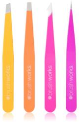 Brushworks Combination Tweezer Set csipeszszett szemöldökre típus Brights 4 db
